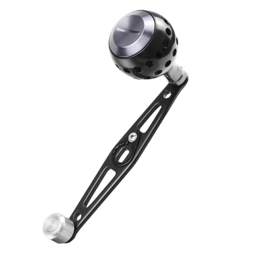 Baitcasting Power Handle Aluminum Alloy Rocker Arm for Bait Caster Round Fishing Reel Handle Knob Replacement Parts 8 * 5mm Holes - color: Black