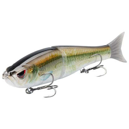 Bassdash SwimShad Glide Baits Jointed Swimbait Bass Pike Salmon Trout Muskie Fishing Lure,3-Pack - color: Fluorescent White Shad +Emerald Shiner +Lake Chub, size: 7in/2.2oz