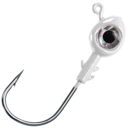 Dr.Fish 10 Pack Fishing Eyes Jigs 3D Eyes Trout Heads Bass Hook Saltwater Swimbait Jig Heads Freshwater Walleye Redfish Striper - color: White, size: 3/8oz-Hook #4/0