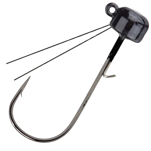 Reaction Tackle Tungsten Mushroom Head Jig Heads, Ned Rig Shroom Jigs for Finesse Bass Fishing, Stand Up Bait with Weedless and EWG Hook Options (5-Pack) - color: Black, size: 1/10 Oz Weedless