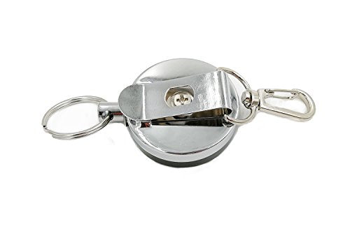 Drchoer Fly Fishing Zinger Retractors: 4pcs Metal Retractable Key Badge Holder with Belt Clip and Steel Cord - Extendable Keychain Reel for Nippers Fly Fishing Equipment