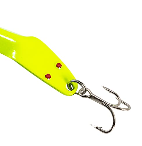 Al's Goldfish Lure Co. Lil' 49er Ice Jig - IFN50 Ice Fishing Jig with Treble Hook Off the Nose. Jigging Lure for Crappie, Perch, Panfish, Trout and Bass - 1/4 oz. 1-3/4" - color: Chartreuse Glow