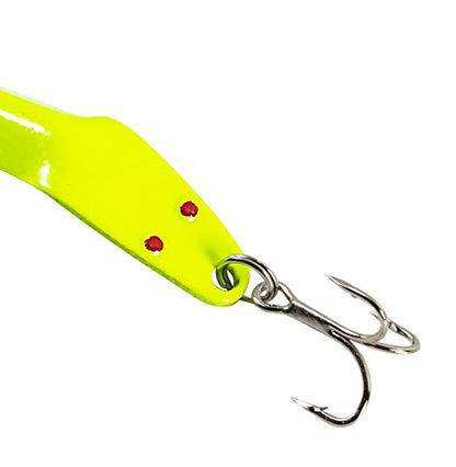 Al's Goldfish Lure Co. Lil' 49er Ice Jig - IFN50 Ice Fishing Jig with Treble Hook Off the Nose. Jigging Lure for Crappie, Perch, Panfish, Trout and Bass - 1/4 oz. 1-3/4" - color: Chartreuse Glow