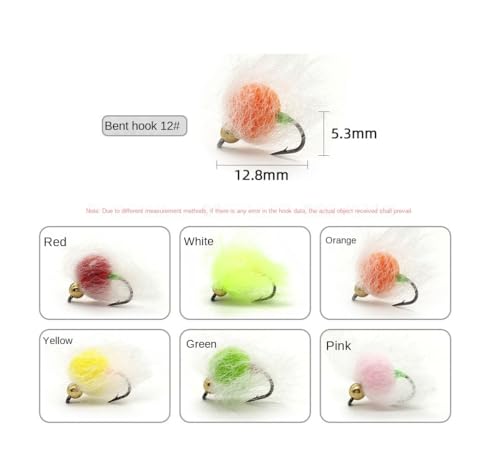 12pcs Bead Head Salmon Egg Fly Salmon Fish Roe Wet Flies Fast Sinking Trout Lure Steelhead Fishing Artificial Bait Lure