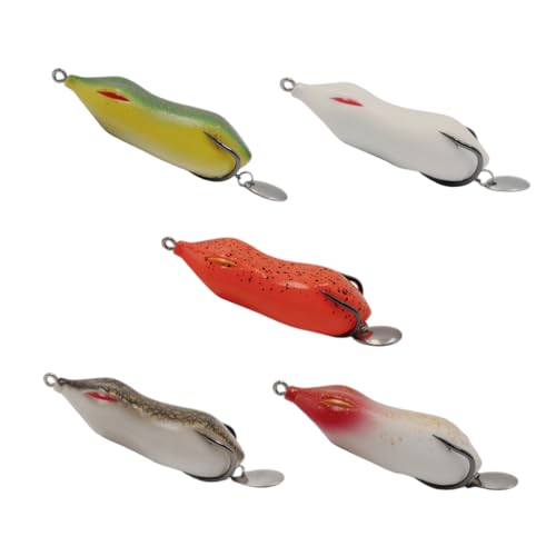 Topwater Fishing Lure Bass Fishing Frog Fishing Hollow Body Frog Bass Pike Snakehead Lure Bait - color: Mix-Color/1 - 5pcs
