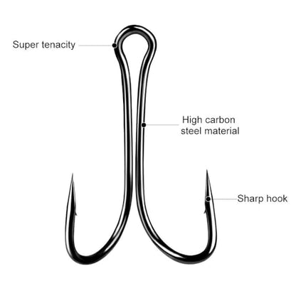 Weedless Double Fishing Hooks, 50PCS 1/0 2/0 3/0 4/0 Bass Hooks, Sharp High Carbon Steel Barbed Hook for Freshwater Saltwater Fishing Lures - size: 3/0#