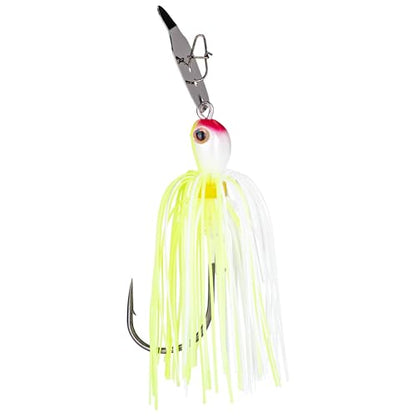 Strike King Thunder Cricket Fishing Lure, Vibrating Swim Jig, Silver Blade, 4/0 Jungle-Style Flipping Hook - color: Chartreuse White, size: 3/8 oz