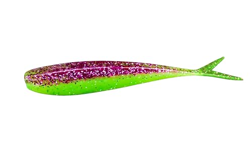 Lunker City Fishing Fin-S Fish 3.5" Fat Split Tail Soft Plastic Jerk Bait Minnow Bass Lure Original Walleye Bait, 10 Per Bag, Made in The USA - 239 Pimp Daddy - color: 239 Pimp Daddy