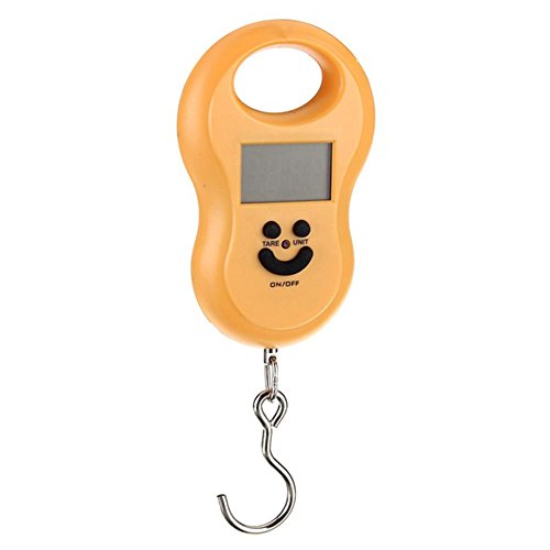 Pocket Portable 50kg/10g LCD Digital Scale Electronic Hand Held Hook Belt Luggage Hanging Scale Backlight Balance Weigting Random Color - color: orange