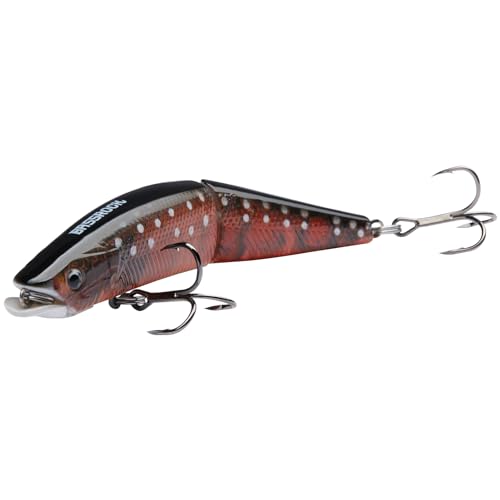BASSROCK Minnow Swimbait Bass Trout Fishing Lure with Movable Lip Hard Bait 3.5” 1/2oz - color: Red Char