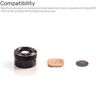 Mechanical Brake Knob Compatible with Daiwa 2019 TATULA 100/2025 TATULA 200 - Aluminum Alloy Adjustment Knob, 1 Set Fishing Reel Replacement Parts - color: Black