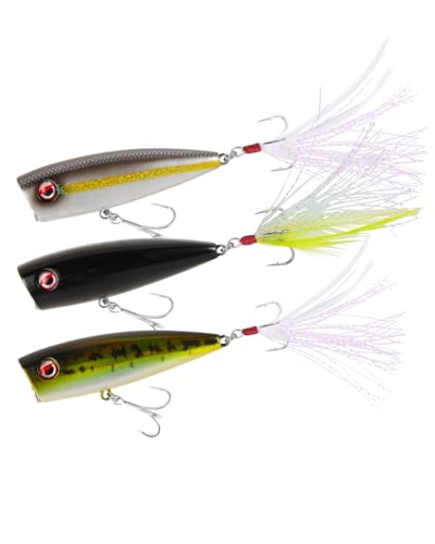 LITTMA Bass Fishing Topwater Popper Lures - Effective Top Water Lures for Bass Anglers - Durable Design for Catching Trophy Bass with High-Performance Popping Action - color: American Shad,Night Club,Baby Bass