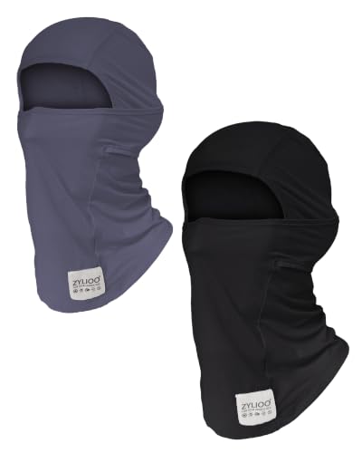 Zylioo XXL Balaclava Mask for Big Heads, Breathable Sun Hood | Roomier 2XL Fit-Cooling mesh fabric helps release heat while giving full head and neck coverage for rides and trails. - color: Black & Dark Gray