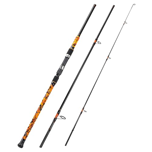 Sougayilang Surf Spinning Fishing Rod Carbon Travel Surf Rod M/MH 3 Piece Spinning Fishing Rod 9'/10'/11'/12' - color: orange, size: 9ft-Spinning-3Pc-M