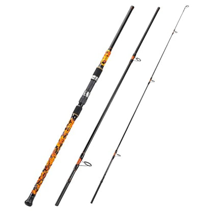 Sougayilang Surf Spinning Fishing Rod Carbon Travel Surf Rod M/MH 3 Piece Spinning Fishing Rod 9'/10'/11'/12' - color: orange, size: 9ft-Spinning-3Pc-M