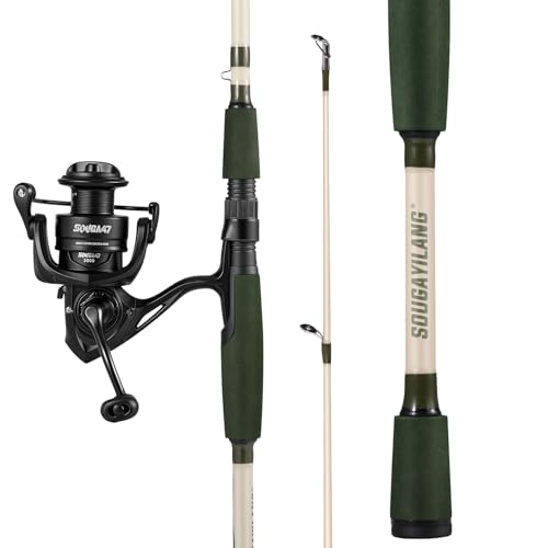 Sougayilang Fishing Rod and Reel Combo, Spinning Combo,Strong Carbon&Glass Composite Rods with EVA Handle- 1Pack- Black