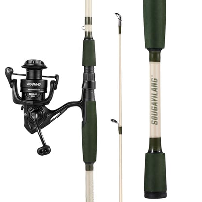 Sougayilang Fishing Rod and Reel Combo, Spinning Combo,Strong Carbon&Glass Composite Rods with EVA Handle- 1Pack- Black