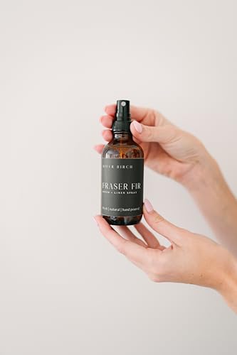 River Birch Fraser Fir Scented Linen and Room Spray | Home Fragrance | 4 oz Glass Amber Bottle | Luxury Signature Scent | Handmade in Texas - color: Fraser Fir