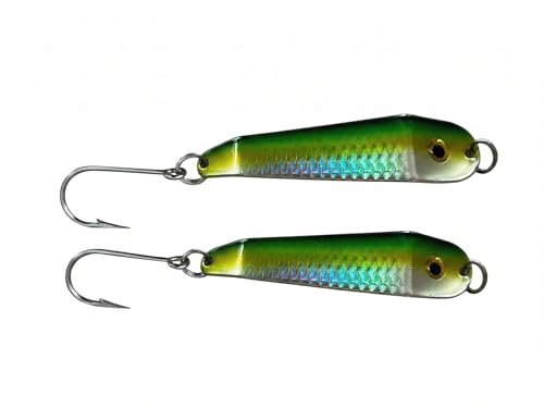 Loony Spoons Max 2-Pack Premium Fishing Lures | Salmon, Trout, Walleye - Saltwater and Freshwater - color: Green Hornet, size: Size 3 - 3"
