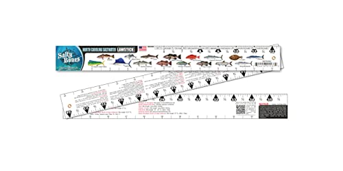 Salty Bones North Carolina Saltwater Lawstick - 36" Folding Fishing Ruler - Made in The USA - Newest Version