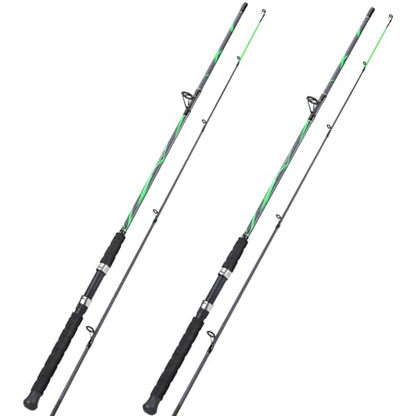 Sougayilang Spinning Rods, Strong Carbon&Glass Composite Fishing Pole with Stainless Steel Line Guides for Catfish- 7'0" - color: Green-2Pack