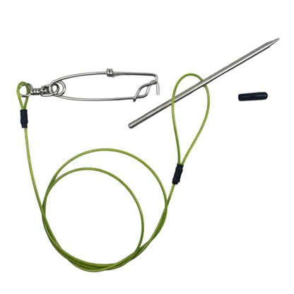 COOLHOOD Stringer Fish Holder for Diving Quick Handspear Fish Needle Hook Stringer with Clip Stainless Steel - color: 120cm
