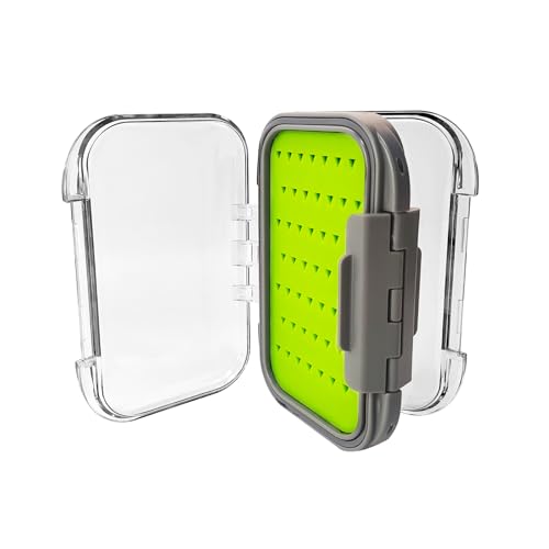 Aventik Silicone Fly Fishing Box Jig Box Waterproof Streamer flies Case Double Sided Clear Lid Storage Lure Case Saltwater Freshwater (XSB:4.24x3.04x1.36inch) - style: XSB:4.24x3.04x1.36inch