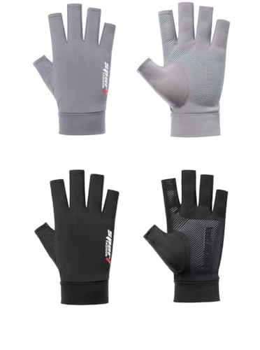 Anti-Slip Strips Cycling Gloves for Men/Women Half Finger UV Protection Driving Glove for Outdoor - color: Black
