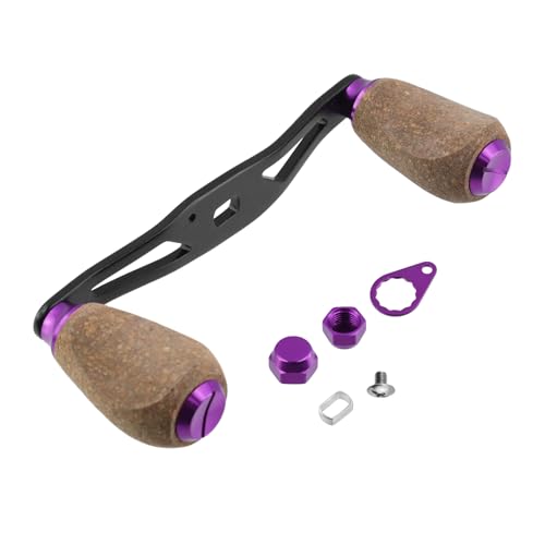Fishing Reel Handle Replacement Parts Purple Fishing Baitcasting Reel Handle Rocker Arm Girp Fishing Rod Spinning Reel Grip with Wood Knob - color: Purple