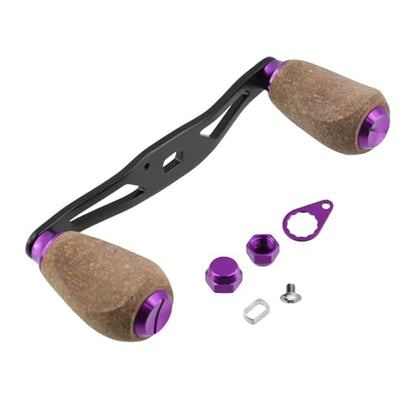 Fishing Reel Handle Replacement Parts Purple Fishing Baitcasting Reel Handle Rocker Arm Girp Fishing Rod Spinning Reel Grip with Wood Knob - color: Purple