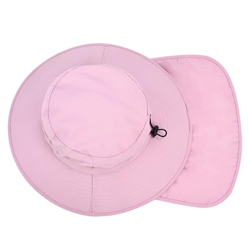 Sun Hats for Men Women, UPF50+ Protection Safari Hat,Wide Brim Fishing Hat with Neck Flap,Bucket Hats for Beach Hiking - color: Pink1