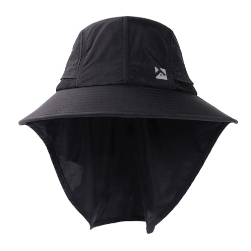 Oversized XL XXL Mens Sun Hat Big Head Neck Flap Shade Waterproof UPF50+ Wide Brim Hat Fishing Safari Hiking - color: Black, size: Large-X-Large