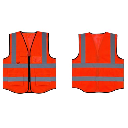 Fishing Vest - Work Vest for Men V Neck Zip Up Lightweight Breathable Sleeveless Utility Jackets Mesh Outwear Vests 2026 - color: 04# Orange