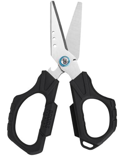 Booms Fishing Braided Line Cutter: 6.3in Multifunction Fishing Scissors - Fishing Shears with Serrated Blades and Side Wire Cutter, S04 - style: Scissors Only