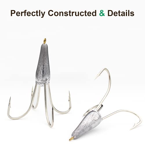 Snagging Hooks Snagging Weighted Treble Hooks Large Fishing Hooks Snagging Weighted Treble Hooks Weighted Treble Bunker Snag Hooks 3 Sizes 1.05oz/1.76oz/2.46oz - style: 1.76oz: Three Claw+four Claw Anchor Hooks