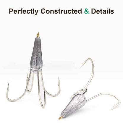 Snagging Hooks Snagging Weighted Treble Hooks Large Fishing Hooks Snagging Weighted Treble Hooks Weighted Treble Bunker Snag Hooks 3 Sizes 1.05oz/1.76oz/2.46oz - style: 1.76oz: Three Claw+four Claw Anchor Hooks