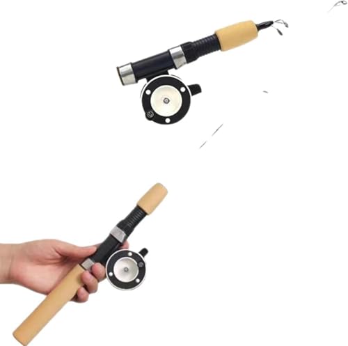 Ice Fishing Rod Combo - Telescopic Fishing Rod, Ergonomic Ice Fishing Gear,Retractable Winter Fishing Pole, Cold Weather Fishing Rod, Portable Rod Combo Suitable for Trout,Walleye and Perch（Pale Pink）