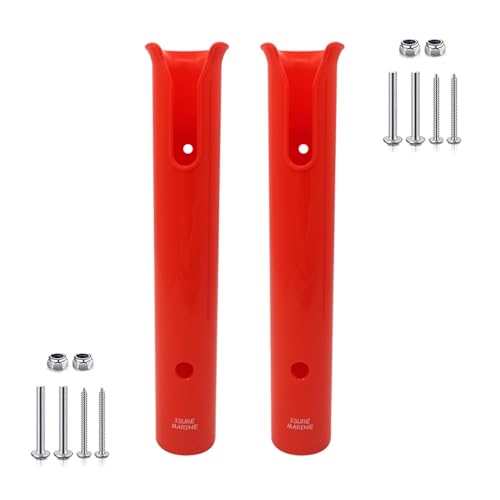 ISURE MARINE Fishing Rod Holder Bracket Wall Mounted Boat Side Mount Tool Holder Tube Links with Screws 2 Pole Tube （Orange）