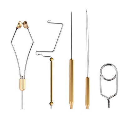 HERCULES Fly Tying Tools, Fly Tying Kit with Bobbin Thread Holder, Wire Threader, Knot Whip Finisher, Hackle Plier, Bodkin, Fly Fishing Lure Making Accessories - color: 5pcs Fly Tying Tools