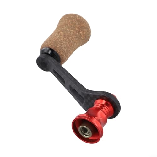 Carbon Fiber Fishing Reel Handle, 70mm Round Knob with Bearings, Screw-in Arm for Daiwa Fuego Salamandura Spinning-Reels(red) - color: red