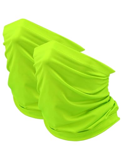 JHYWELL Cooling Neck Gaiter Face Mask, UV Protection Masks Gator, Windproof Bandana for Skiing, Fishing, Hiking, Cycling - color: Neon Yellow Pack