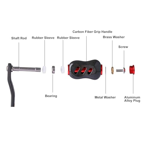 Haofy Fishing Reel Handle, Bait Casting Reel Rocker Arm Carbon Fiber 95mm Universal Interface for Replacement - color: Red