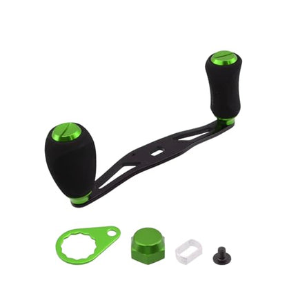 Fishing Reel Handle Green Fishing Baitcasting Handle Rocker Baitcasting Reel Replacement Parts, with EVA Grip Knob and Nut (Black + Green) - color: Black Green
