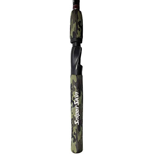 SNIPER SKIN Fishing Rod Grip - Fishing Gear Accessories - Waterproof & Adjustable - Easy to Install, Strong Replacement Grip - color: Green Camo Commander
