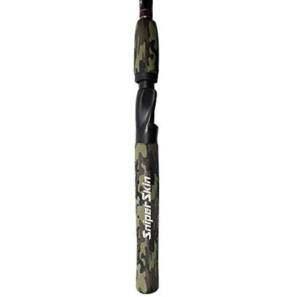 SNIPER SKIN Fishing Rod Grip - Fishing Gear Accessories - Waterproof & Adjustable - Easy to Install, Strong Replacement Grip - color: Green Camo Commander