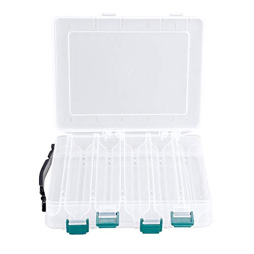 Double-Sided Fishing Lure Hook Tackle Box, Clear Visible Plastic Lure Case, Fishing Tackle Accessory Storage Box Case Container(10 Slots)