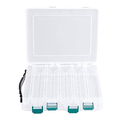 Double-Sided Fishing Lure Hook Tackle Box, Clear Visible Plastic Lure Case, Fishing Tackle Accessory Storage Box Case Container(10 Slots)
