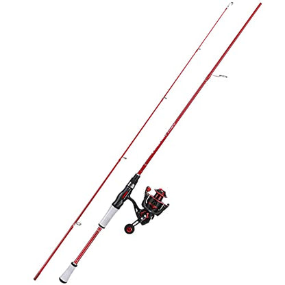 One Bass Spirit Flame Fishing Rod Reel Combo, Spinning Fishing Pole with Graphite 2Pc Blanks, Stainless Steel Guides - color: Red, size: 6'0"Medium-Fast with 1000 Reel