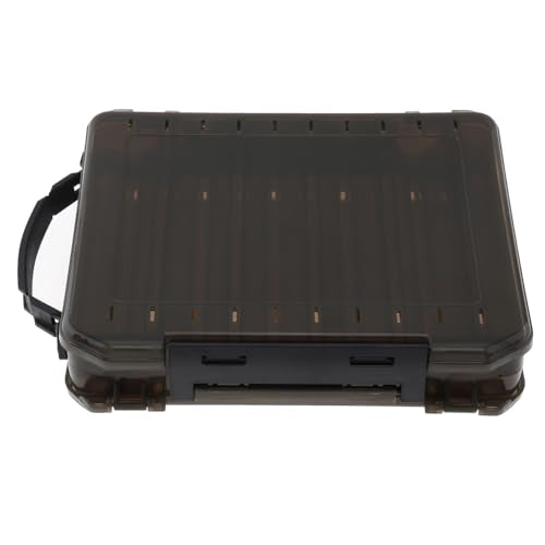 Double Sided Fishing Lure Tackle Box with Handheld, 10 Compartments Bait Storage Box Container, Fishing Tackle Accessory Case (7.8 x 6.6 x 1.9 inch)