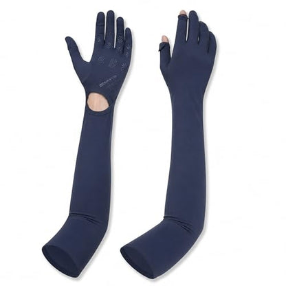 Full Finger UV Protection Gloves Driving Gloves Women, Breathable Touchscreen UPF Glove Sun Protection Glove - color: Dark Gray-ad, size: One Size